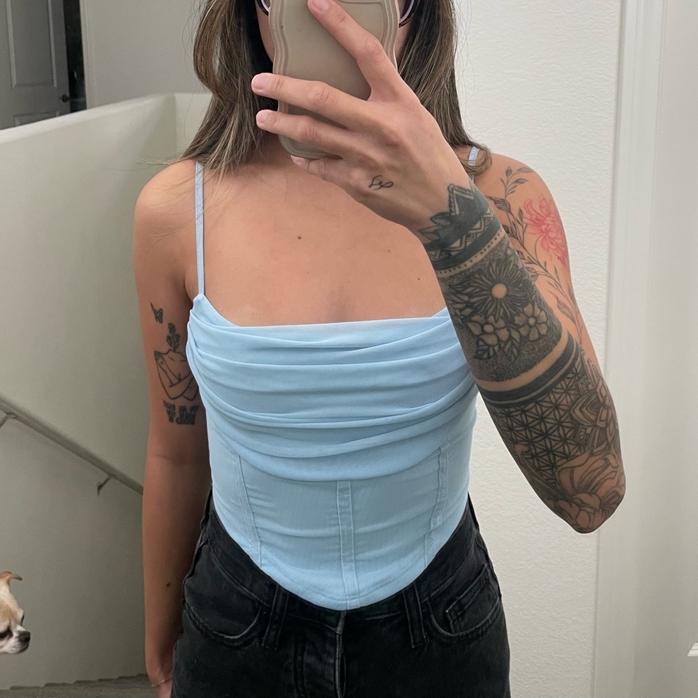Light Blue Tank Top Blouse